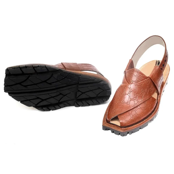 Printed Leather Mustard Norozi Chappal With Double Sole – 09214