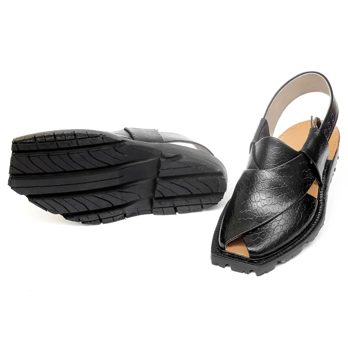Printed Black Norozi Chappal With Double Sole – 09219