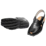 Printed Black Norozi Chappal With Double Sole – 09218