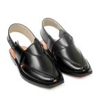 Handmade Black Norozi Chappal With Leather Sole - 092306