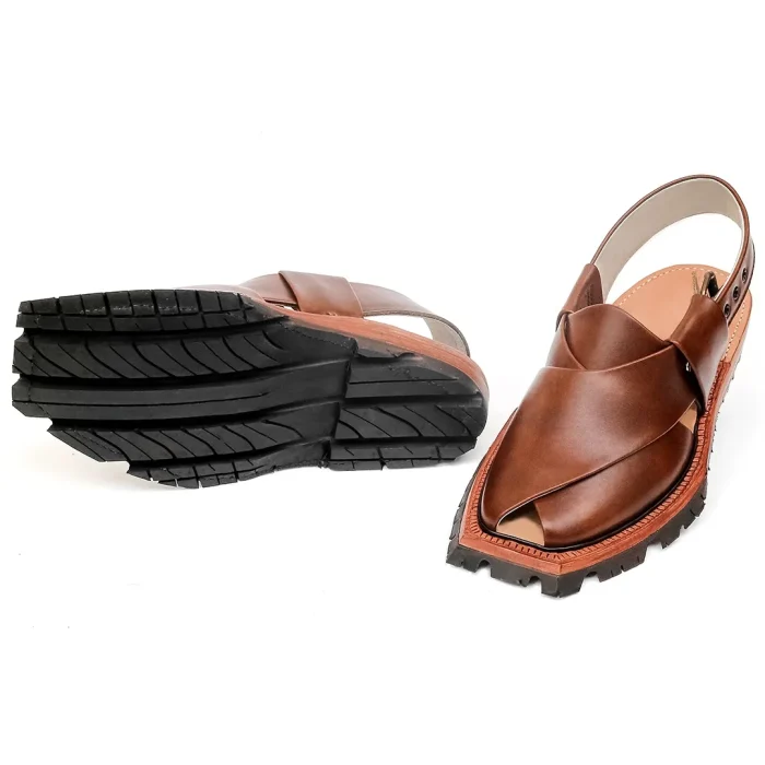 Handmade Mustard Quetta Norozi Shikari Leather Chappal – 092145
