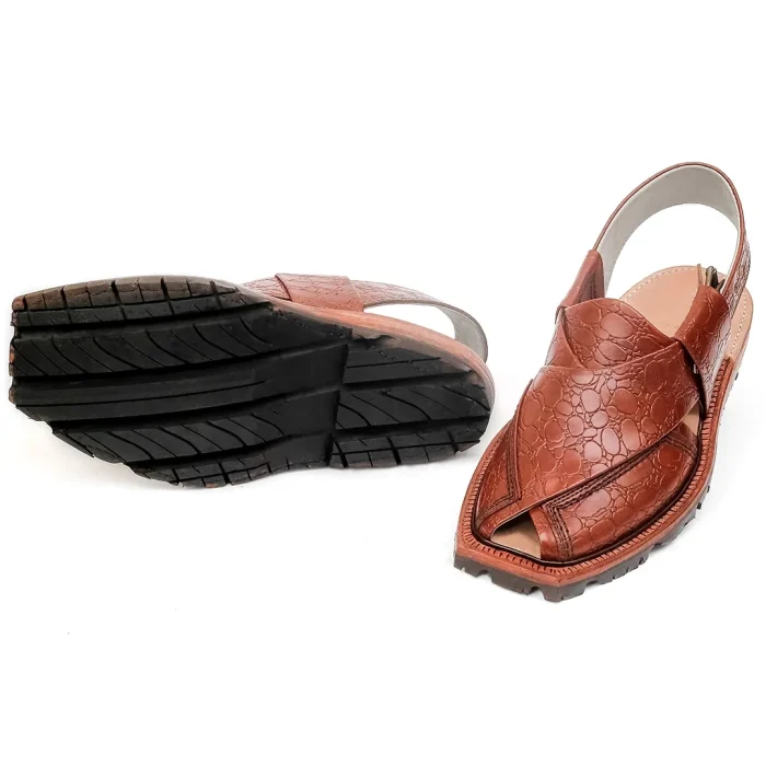 Printed Mustard Norozi Chappal With China Cut Shape – 09213