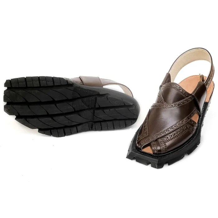 Handmade Brock Quetta Shikari Leather Chappal – 092465