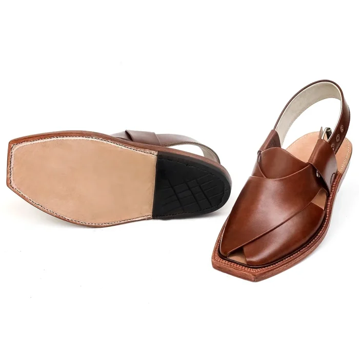 Handmade Mustard Norozi Leather Chappal with Leather Sole - 09253