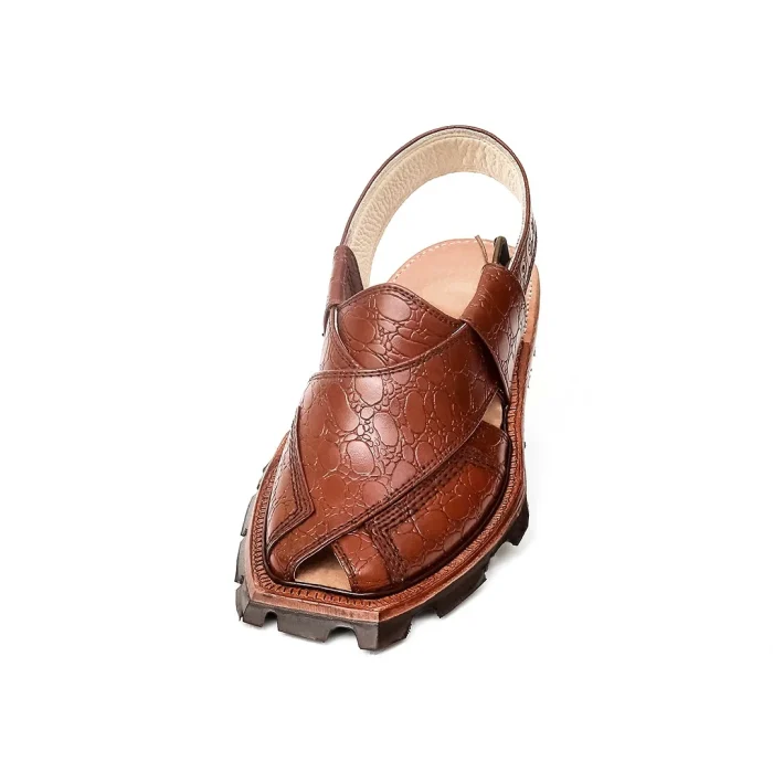 Mustard Printed Leather Quetta Norozi Shikari Chappal - 092175