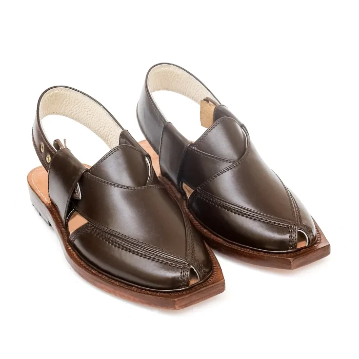 Brown Norozi Chappal With Leather Sole - 092307