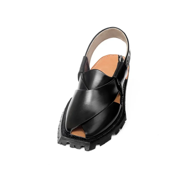 Handmade Black Quetta Norozi Shikari Leather Chappal – 09245