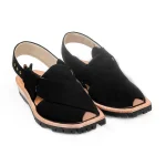 Black Suede Leather Norozi Chappal - 092182