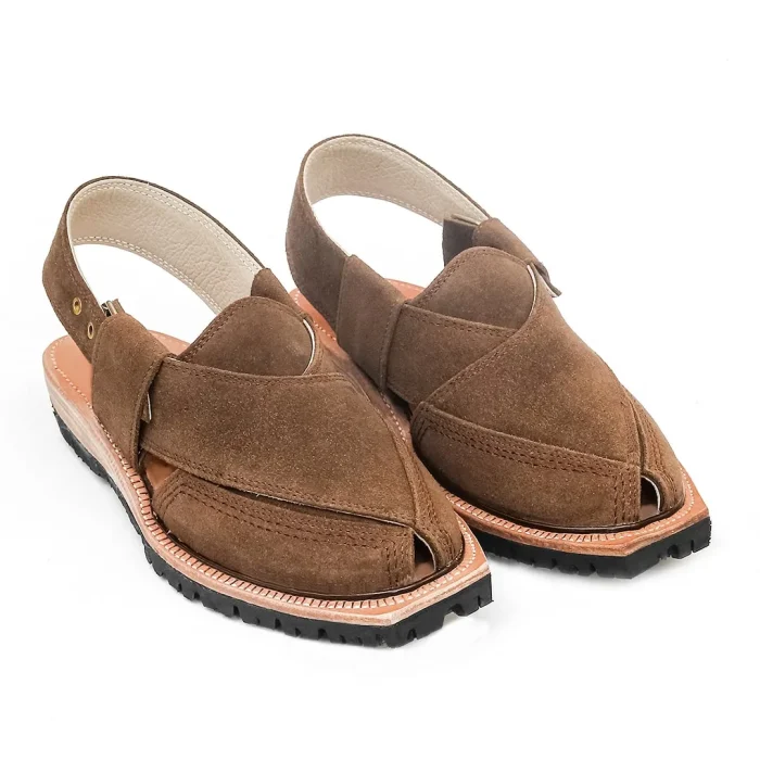 Brown Suede Norozi Chappal with Double Sole - 09248