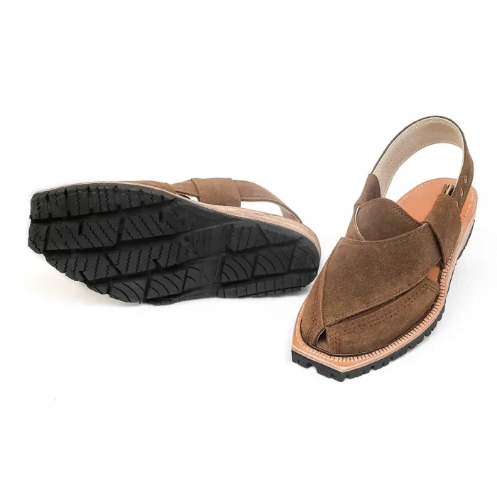 Brown Suede Norozi Chappal with Double Sole - 09248