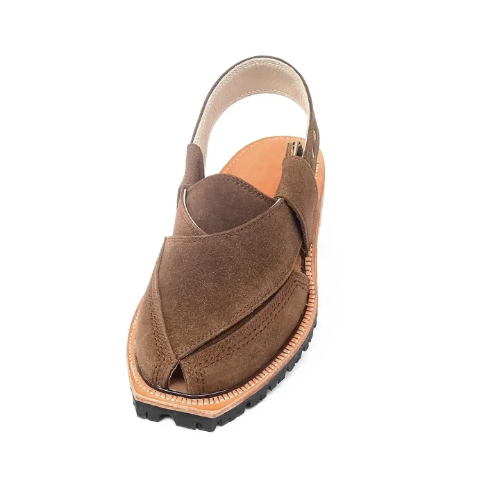Brown Suede Norozi Chappal with Double Sole - 09248