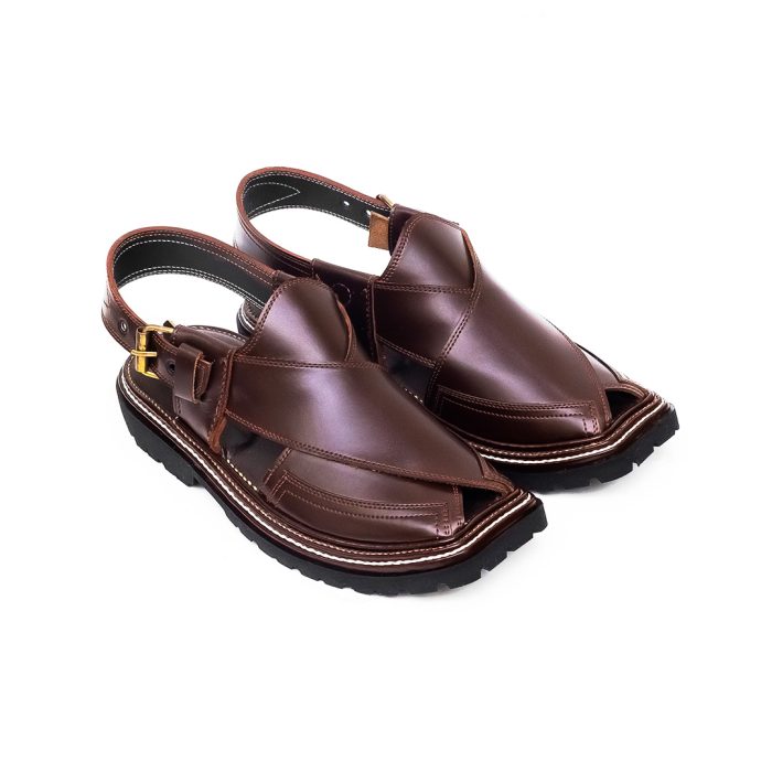 Brown Peshawari Chappal with Vibram Sole - 09285