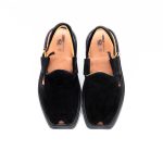 Suede Traditional Black Peshawar Zalmi Chappal - 09287