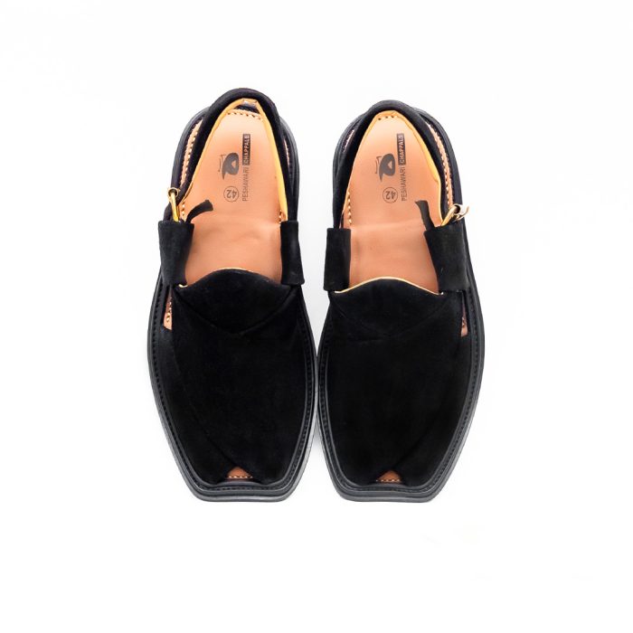 Suede Traditional Black Peshawar Zalmi Chappal - 09287