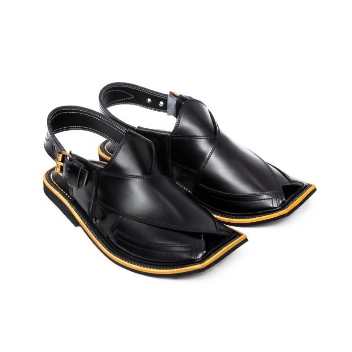 Handmade Black Peshawari Chappal - 092315