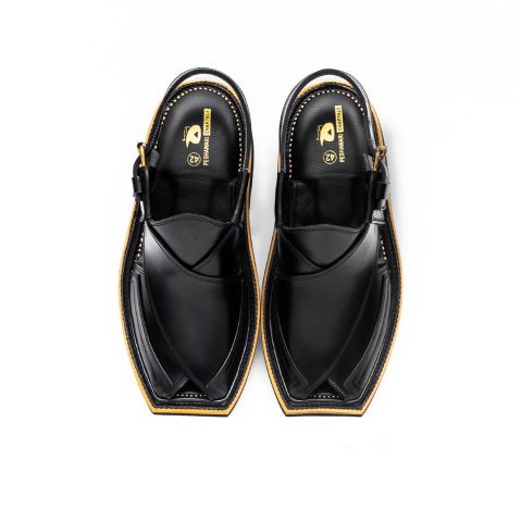 Handmade Black Peshawari Chappal - 092315
