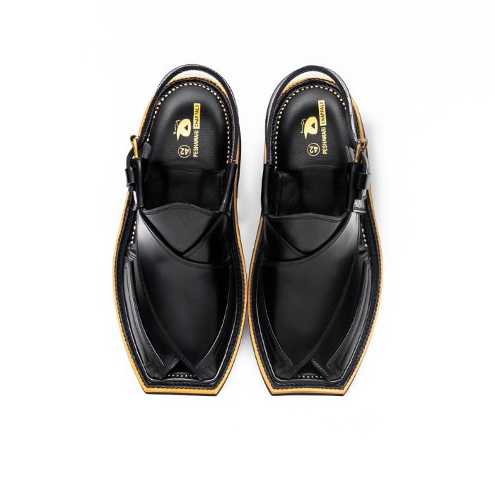 Handmade Black Peshawari Chappal - 092315