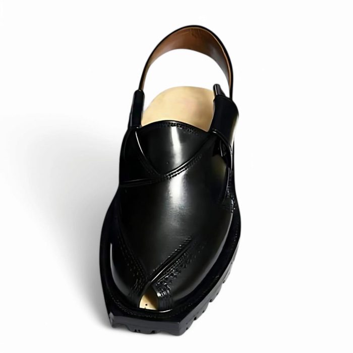 Handmade Black Norozi Chappal with Double Sole - 09203